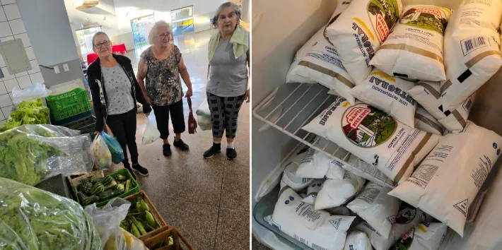 No Centro de Convivência do Idoso, participantes das atividades levam para casa frutas, verduras e leite – Fotos: Assecom